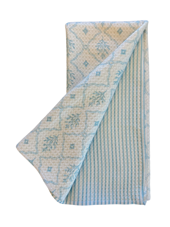 Light Blue Trellis & Light Blue Stripe (reversible)