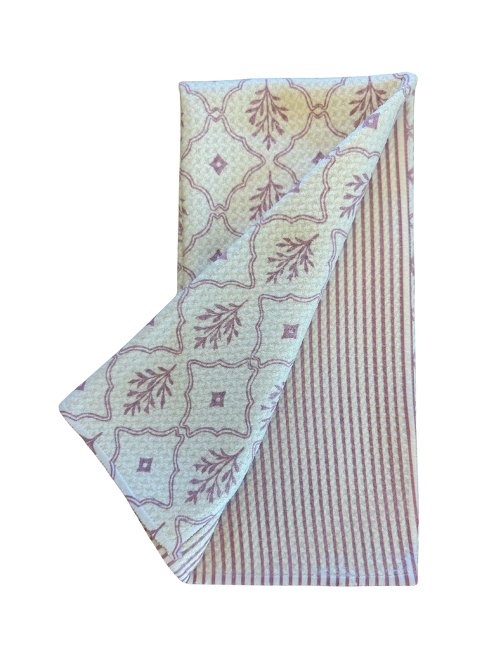 Raspberry Trellis & Raspberry Stripe (reversible)