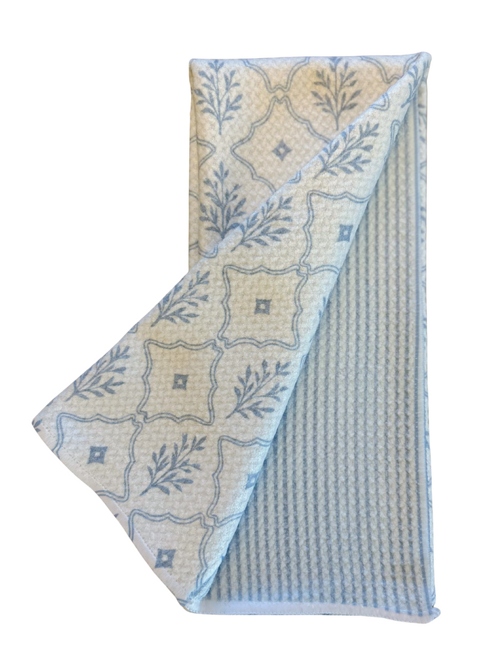 Slate Blue Trellis & Slate Blue Stripe (reversible)